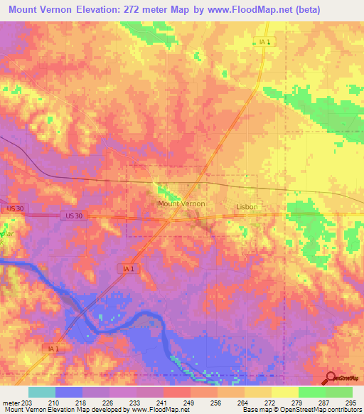 Mount Vernon,US Elevation Map