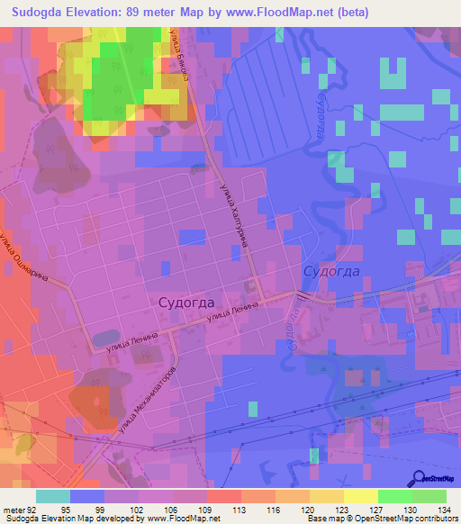 Sudogda,Russia Elevation Map