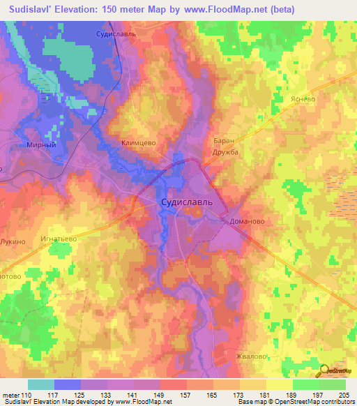 Sudislavl',Russia Elevation Map