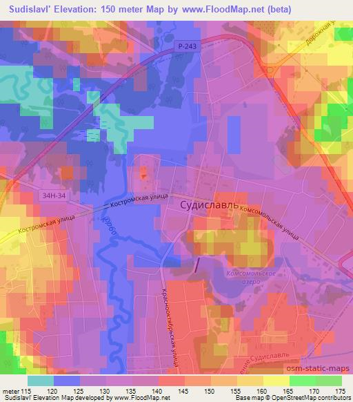 Sudislavl',Russia Elevation Map