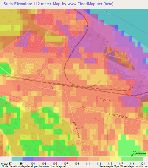 Suda,Russia Elevation Map