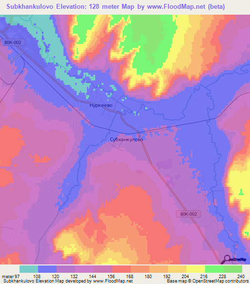 Subkhankulovo,Russia Elevation Map