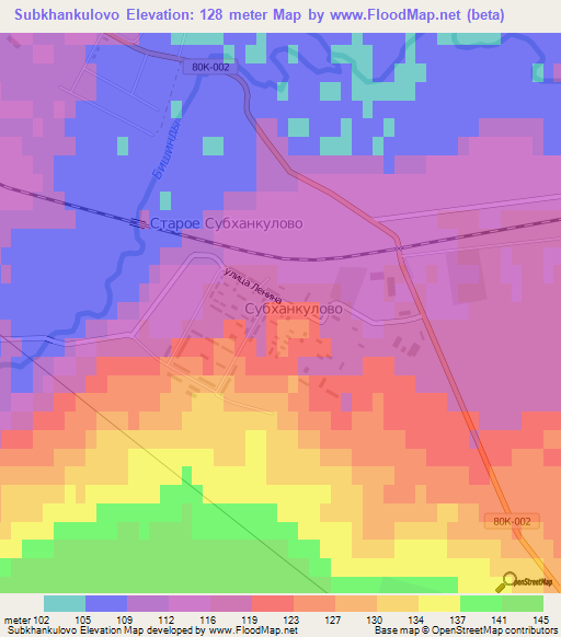 Subkhankulovo,Russia Elevation Map