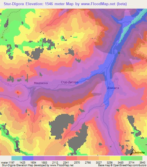 Stur-Digora,Russia Elevation Map