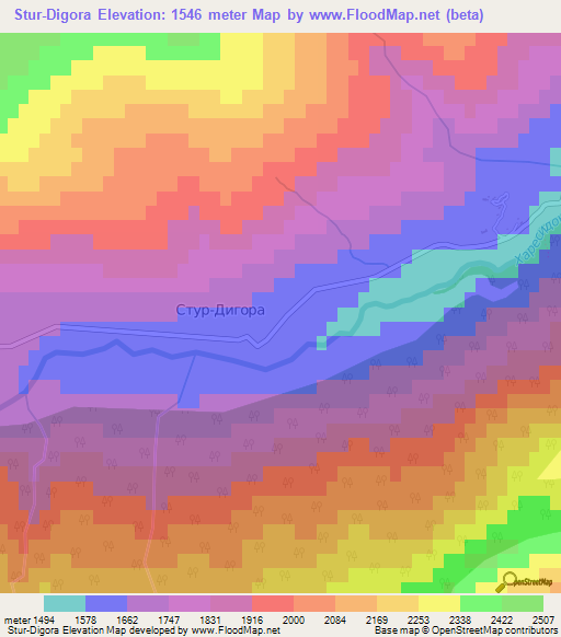 Stur-Digora,Russia Elevation Map