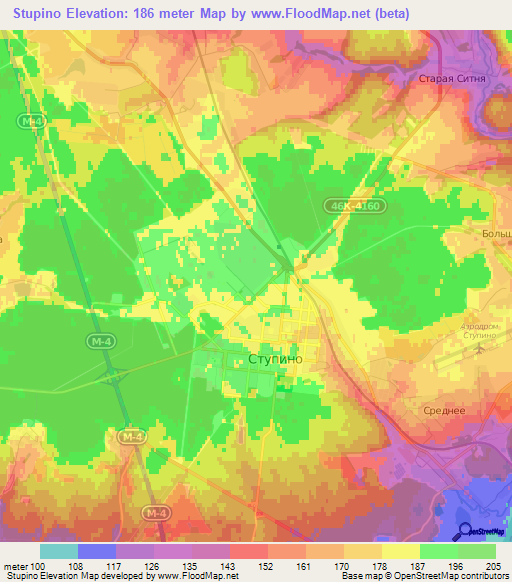 Stupino,Russia Elevation Map