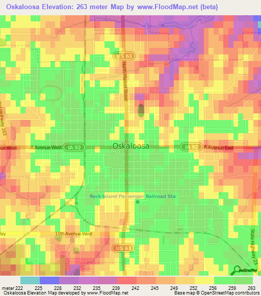 Oskaloosa,US Elevation Map