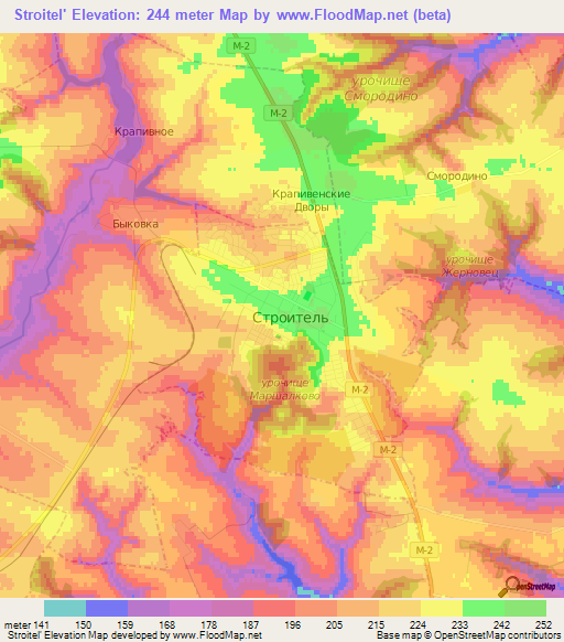 Stroitel',Russia Elevation Map