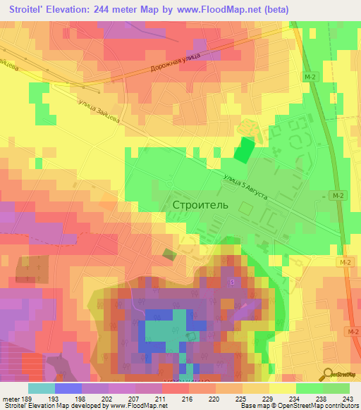 Stroitel',Russia Elevation Map