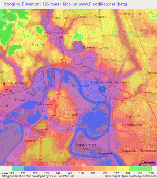 Strogino,Russia Elevation Map