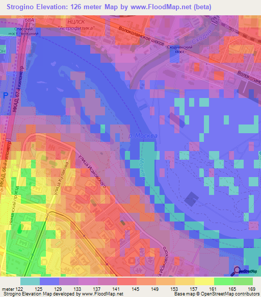 Strogino,Russia Elevation Map