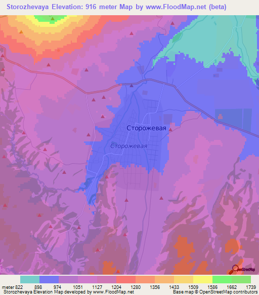 Storozhevaya,Russia Elevation Map