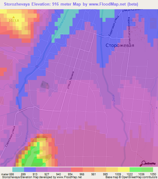 Storozhevaya,Russia Elevation Map