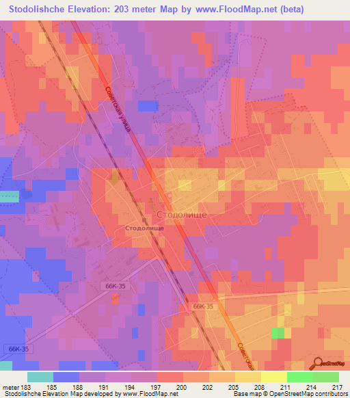 Stodolishche,Russia Elevation Map