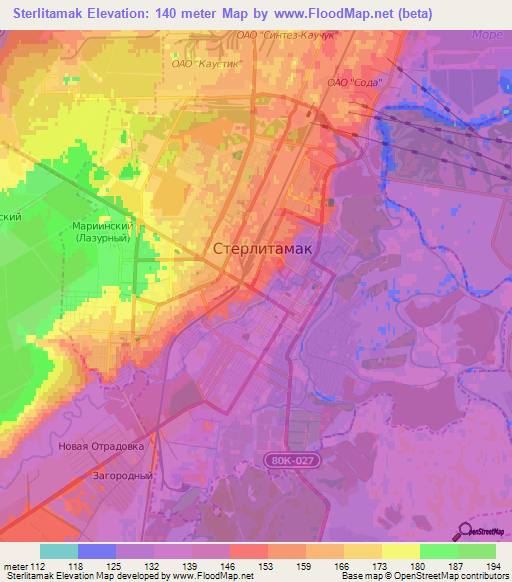 Sterlitamak,Russia Elevation Map