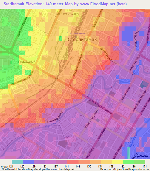 Sterlitamak,Russia Elevation Map