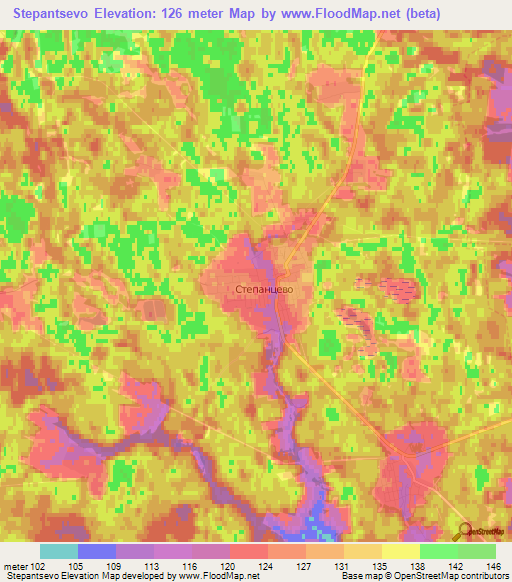 Stepantsevo,Russia Elevation Map