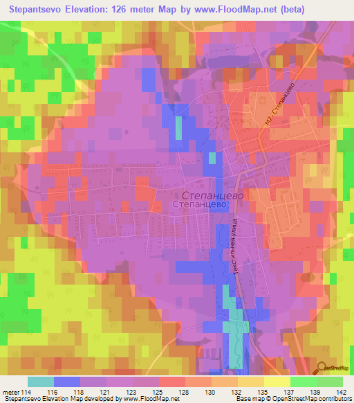 Stepantsevo,Russia Elevation Map