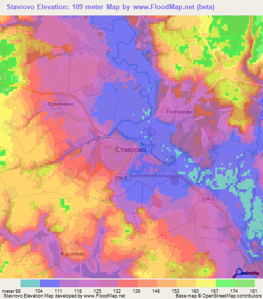 Stavrovo,Russia Elevation Map