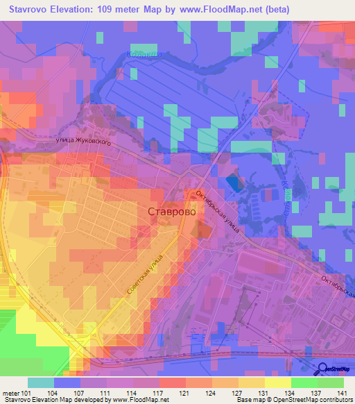 Stavrovo,Russia Elevation Map