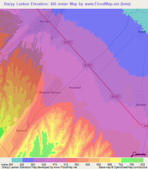 Staryy Lesken,Russia Elevation Map