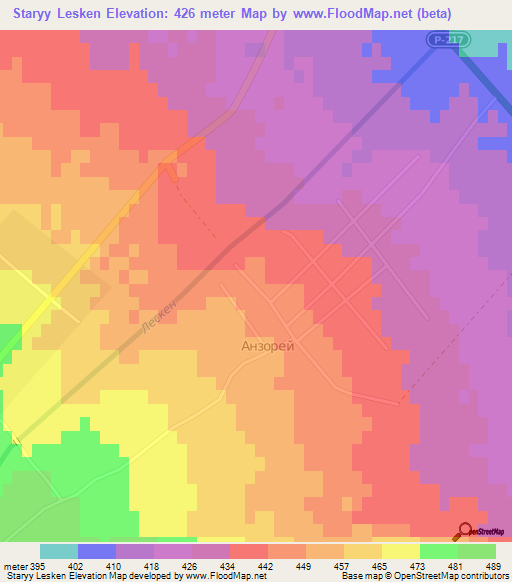 Staryy Lesken,Russia Elevation Map