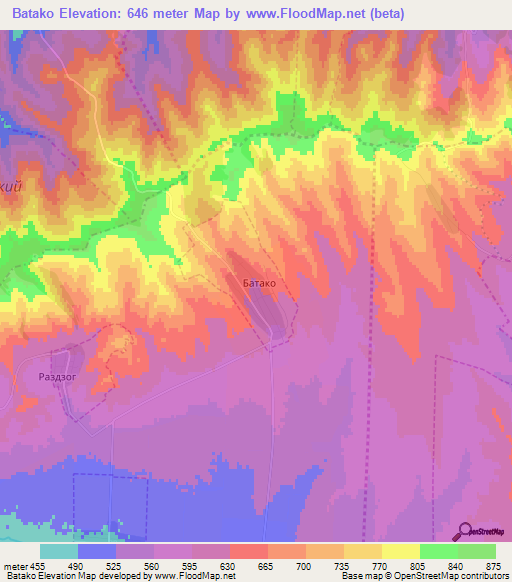 Batako,Russia Elevation Map