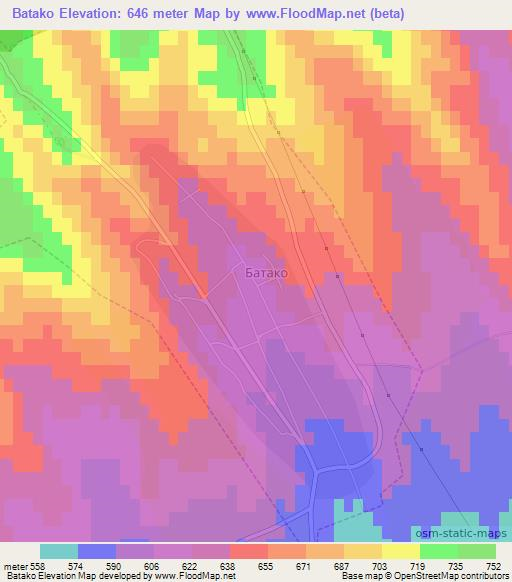 Batako,Russia Elevation Map