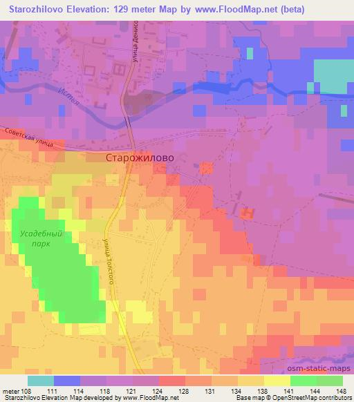 Starozhilovo,Russia Elevation Map