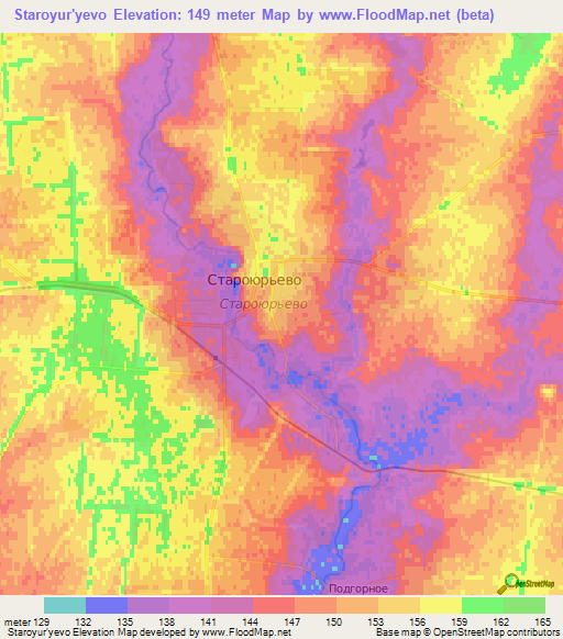 Staroyur'yevo,Russia Elevation Map