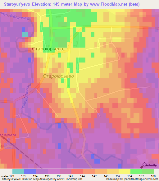 Staroyur'yevo,Russia Elevation Map