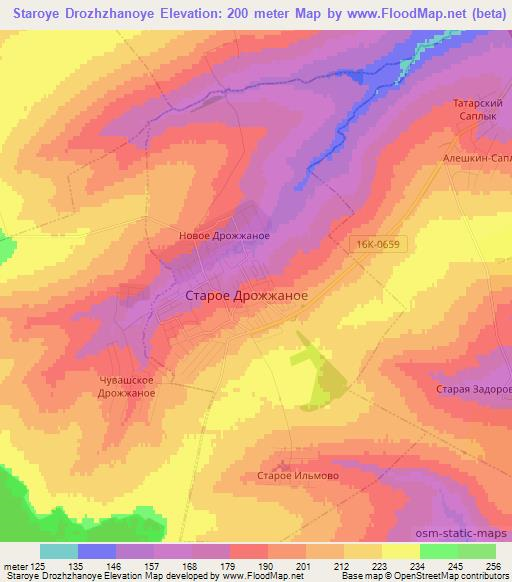 Staroye Drozhzhanoye,Russia Elevation Map