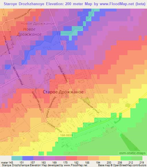 Staroye Drozhzhanoye,Russia Elevation Map