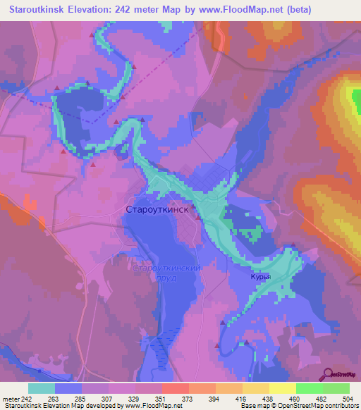 Staroutkinsk,Russia Elevation Map