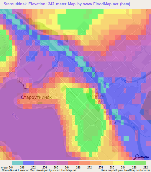 Staroutkinsk,Russia Elevation Map