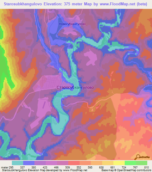 Starosubkhangulovo,Russia Elevation Map