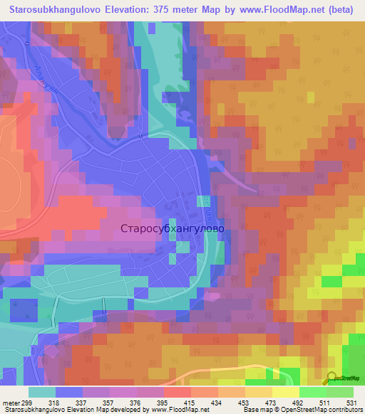 Starosubkhangulovo,Russia Elevation Map