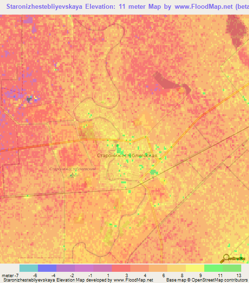 Staronizhestebliyevskaya,Russia Elevation Map