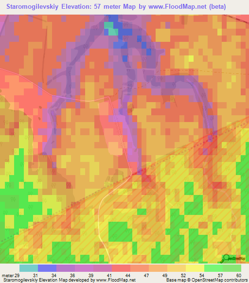 Staromogilevskiy,Russia Elevation Map