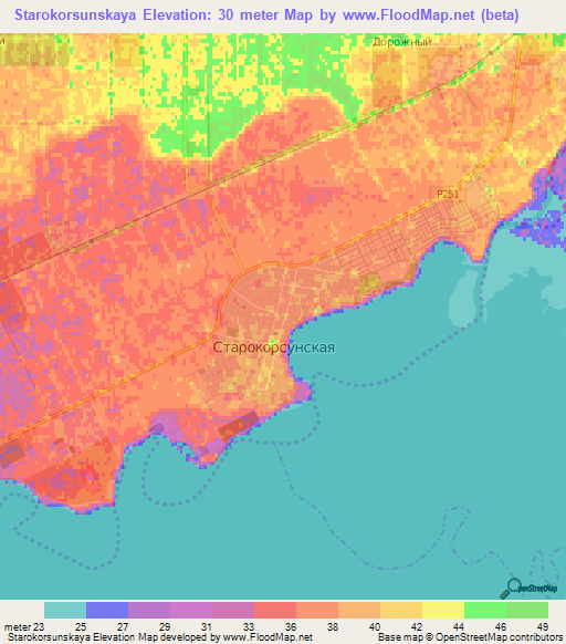 Starokorsunskaya,Russia Elevation Map