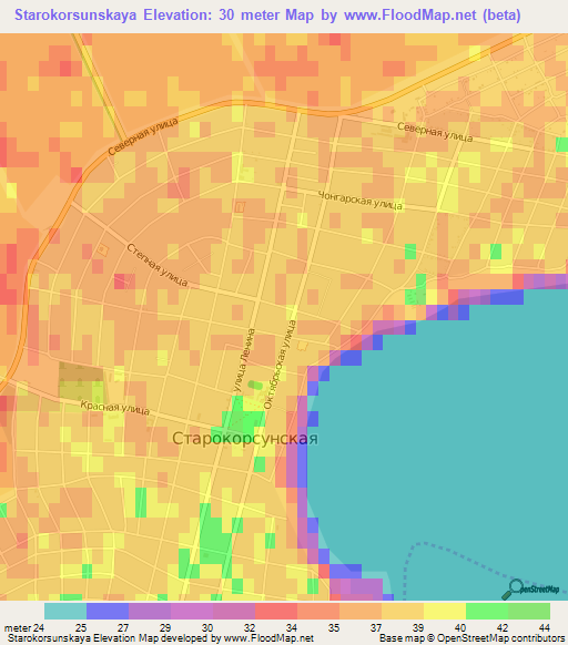 Starokorsunskaya,Russia Elevation Map