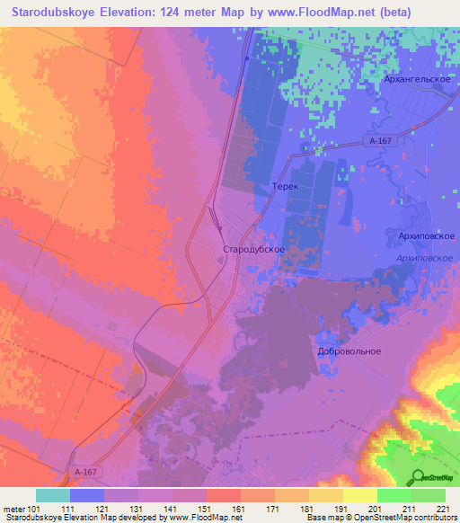 Starodubskoye,Russia Elevation Map