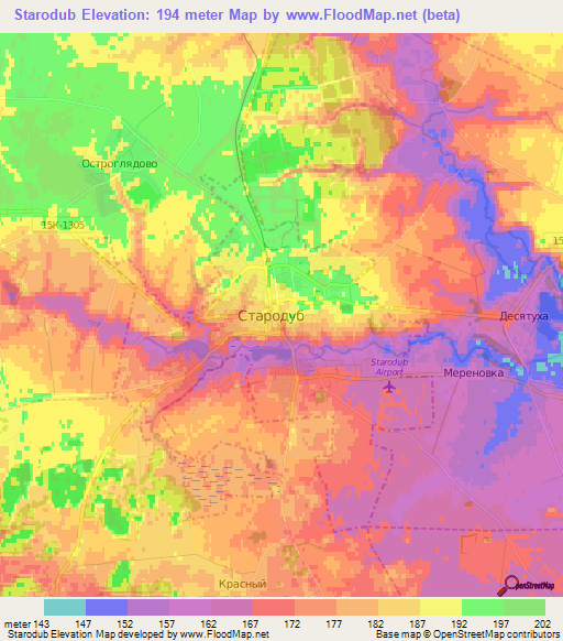 Starodub,Russia Elevation Map