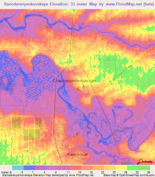 Staroderevyankovskaya,Russia Elevation Map