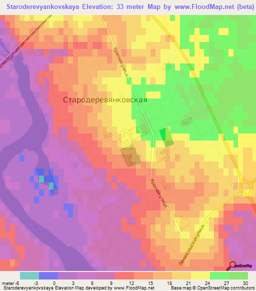 Staroderevyankovskaya,Russia Elevation Map
