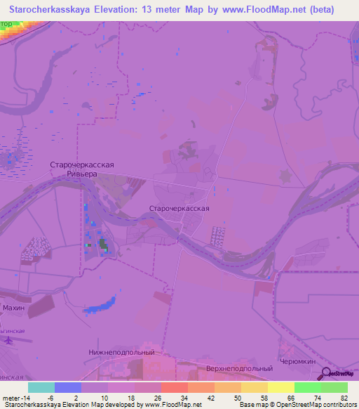 Starocherkasskaya,Russia Elevation Map