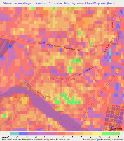 Starocherkasskaya,Russia Elevation Map