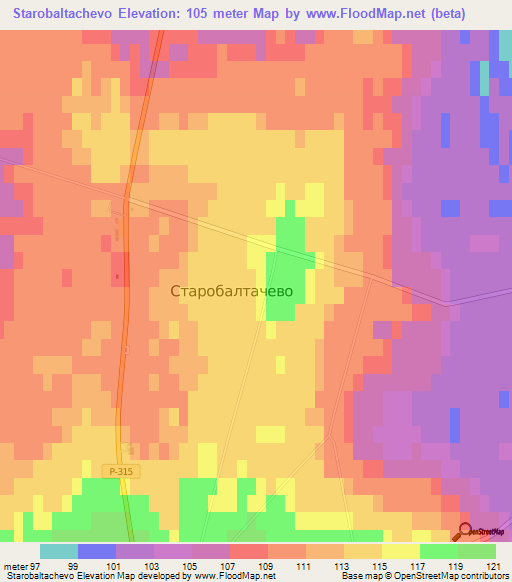 Starobaltachevo,Russia Elevation Map