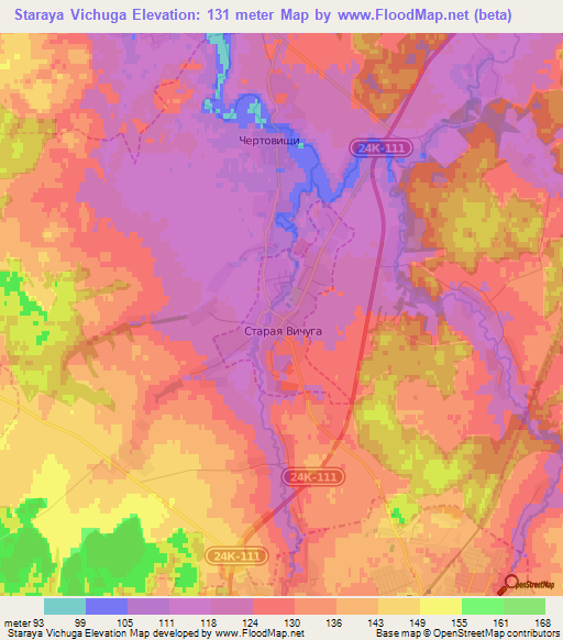 Staraya Vichuga,Russia Elevation Map