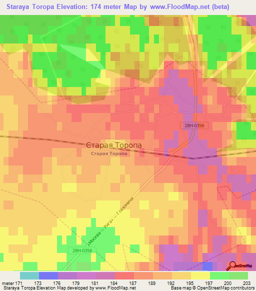 Staraya Toropa,Russia Elevation Map